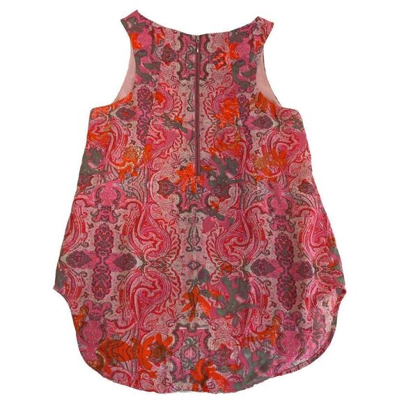Womens CAbi Top Sleeveless Lined Silky Tunic Blouse Abstract Pink Orange Small - Picture 10 of 10
